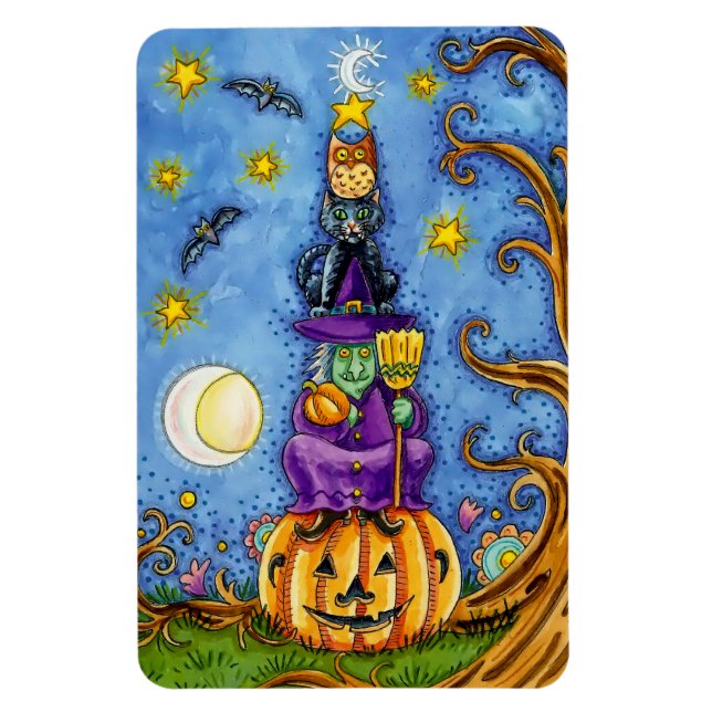 Magnet Flexible Amant drôle d'Halloween avec Citrouille, Chouette  (Vertical)