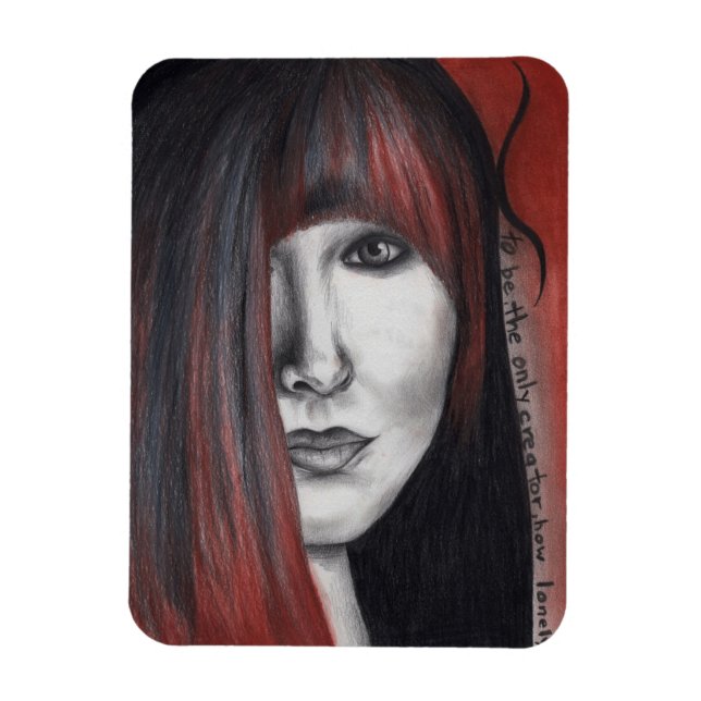 Magnet Flexible American Doll Woman Portrait Dessin d'art original (Vertical)