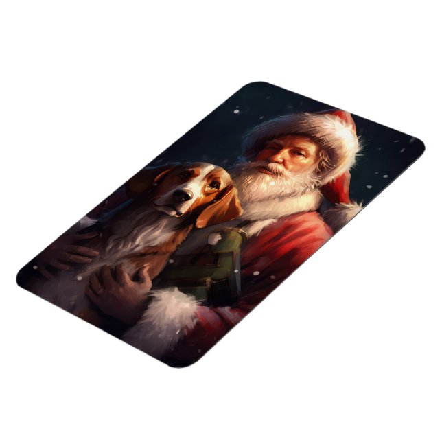 Magnet Flexible American English Foxhound Santa Claus Noël (Côté Gauche)