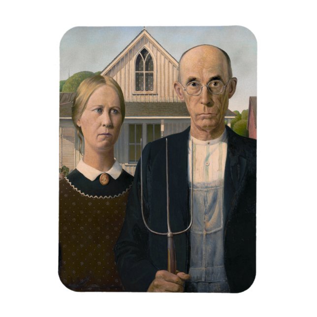 Magnet Flexible American Gothic : Vie rurale pauvre paysan (Vertical)