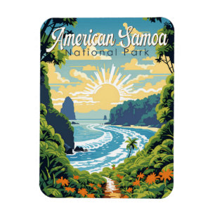 Magnet Flexible American Samoa National Park Illustration Retro