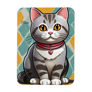 Magnet Flexible American Shorthair Cat Abstrait Art Feline