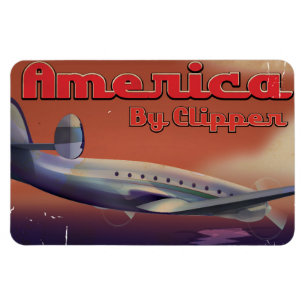 Magnet Flexible Amérique par Clipper affiche de voyage vintage