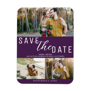 Magnet Flexible Amethyst Purple Enregistrer la date Mariage 3 phot