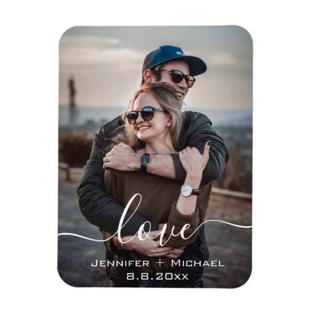 Magnet Flexible amour, calligraphie moderne, photo des jeunes mari (Vertical)