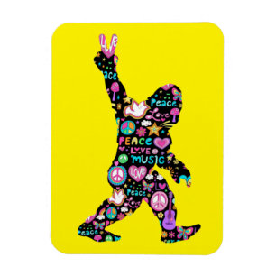 Magnet Flexible Amour de la paix Bigfoot Hippie Drôle Amateur de B