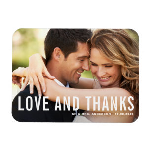 Magnet Flexible Amour et Merci   Mariage photo de typographie mode