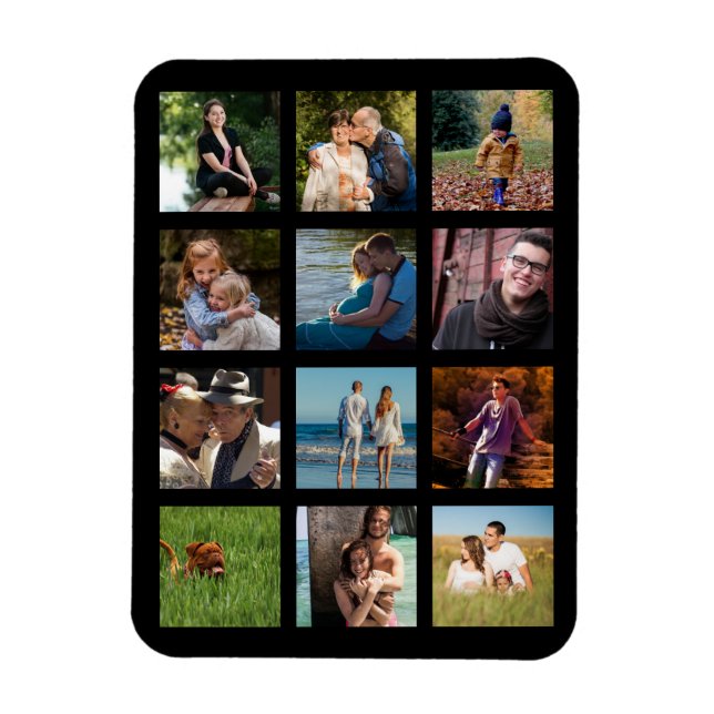 Magnet Flexible Amour Famille Photo Collage Budget Monogramme Magn (Vertical)