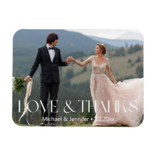 Magnet Flexible amour & merci typographie blanche chic photo de ma