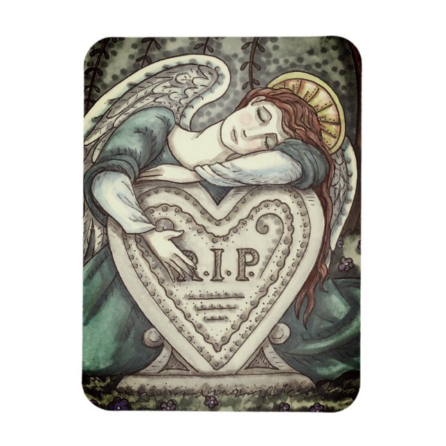 MAGNET FLEXIBLE AMOUREUX ANGE GUARDIEN, CÉMETTRE MOURNING ART RIP (Vertical)