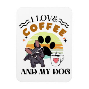 Magnet Flexible Amoureux du café - J'aime le café et mon chien