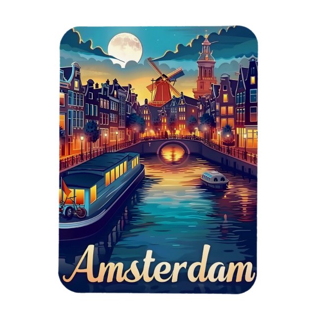 Magnet Flexible Amsterdam par nuit (Vertical)