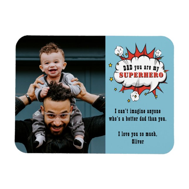 Magnet Flexible Amusants Papa Superhero Dessin Discours Bubble (Horizontal)
