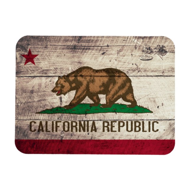 Magnet Flexible Ancien drapeau de la Californie en bois (Horizontal)