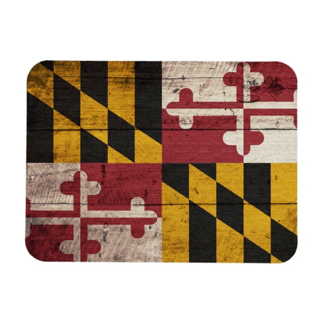 Magnet Flexible Ancien drapeau du Maryland en bois (Horizontal)