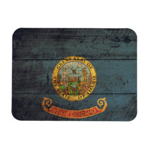 Magnet Flexible Ancien Drapeau En Bois Idaho ;