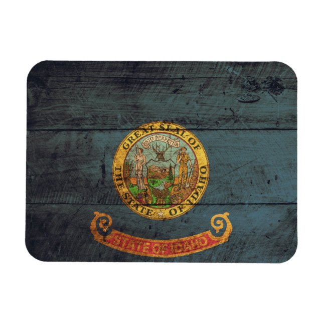Magnet Flexible Ancien Drapeau En Bois Idaho ; (Horizontal)
