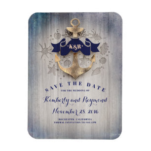Magnet Flexible Ancre d'or Marine Plage nautique Enregistrer la da