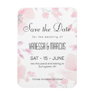 Magnet Flexible Anémone rose mariage floral Enregistrer la date