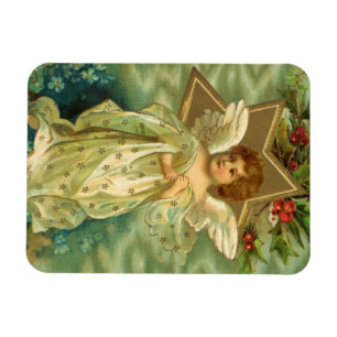 Magnet Flexible Ange de Noël victorien avec étoile dorée vintage
