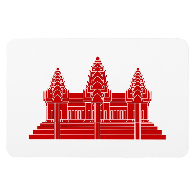 Magnet Flexible Angkor Vat Cambodgien / Drapeau Khmer (Horizontal)