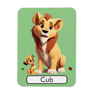 Magnet Flexible Animal Flashcard Lion/Cub, enfants, animaux, appre