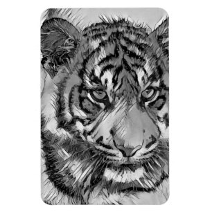Magnet Flexible AnimalArtBW_Tiger_009