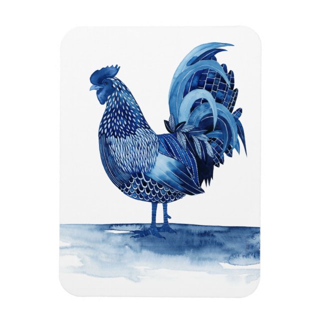 Magnet Flexible Animaux de ferme bleu Cobalt - Coq (Vertical)