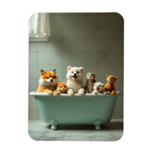 Magnet Flexible Animaux drôles dans la baignoire