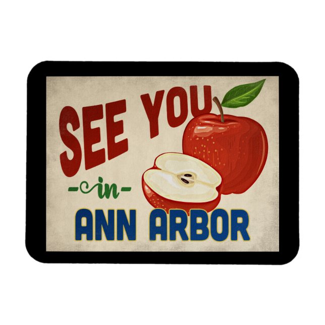 Magnet Flexible Ann Arbor Michigan Apple - Vintage voyage (Horizontal)