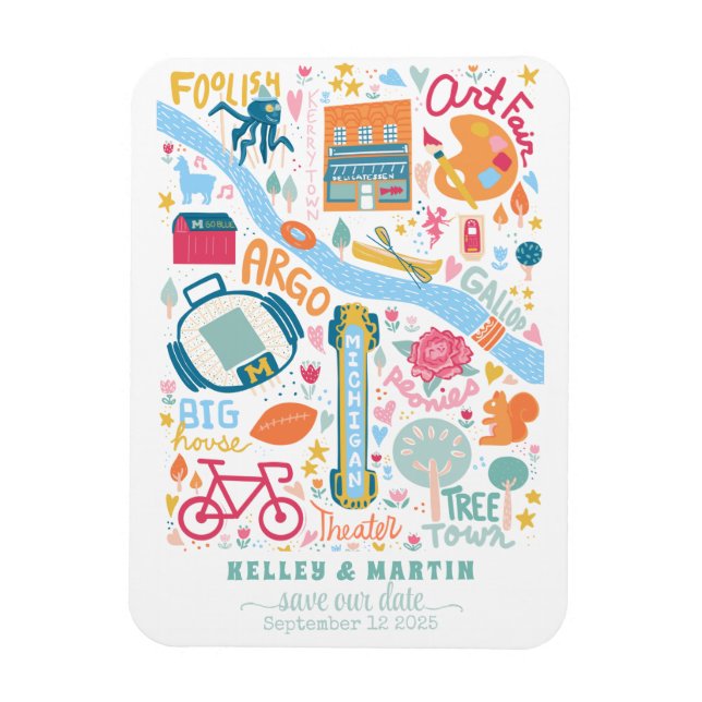 Magnet Flexible Ann Arbor Michigan Enregistrez la Date (Vertical)