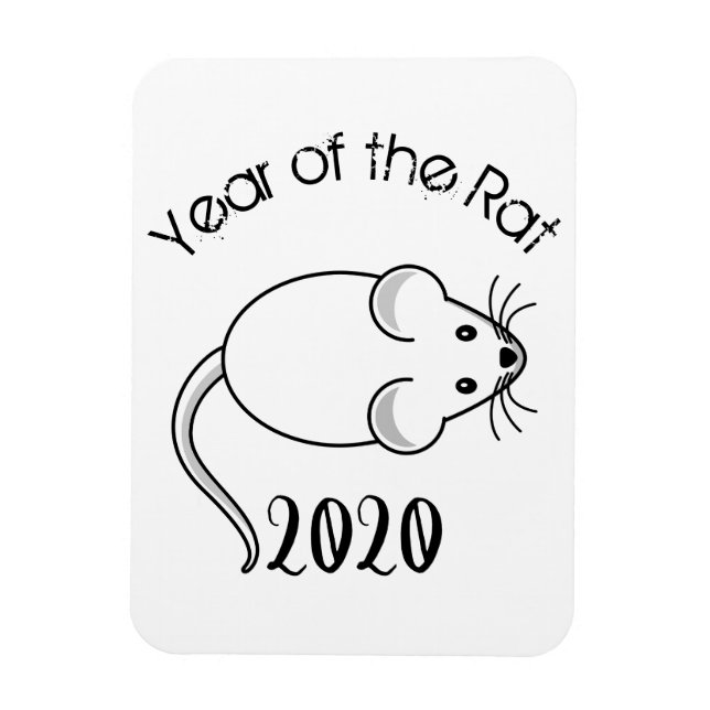 Magnet Flexible Année de la souris Rat 2020 avec texte (Vertical)