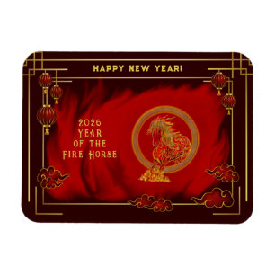 Magnet Flexible Année du Cheval de Feu , Bonne Année Lunaire