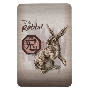 Magnet Flexible Année du lapin Zodiac chinois Art