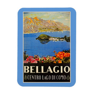 Magnet Flexible Années 1920 vintage Bellagio Publicité de voyage i