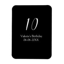 anniversaire 10 ans blanc noir nom date calligraph