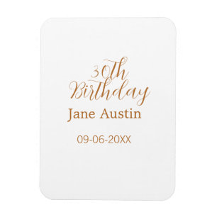 Magnet Flexible anniversaire 30 ans cuivre marron simple stylé nom