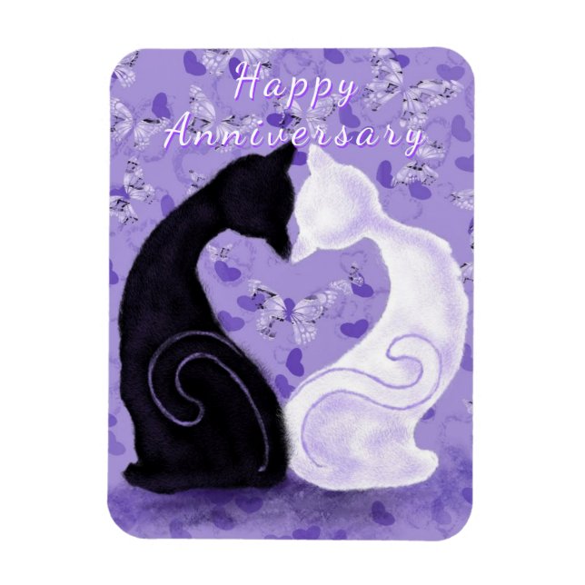 Magnet Flexible Anniversaire romantique avec Chat Couple (Vertical)