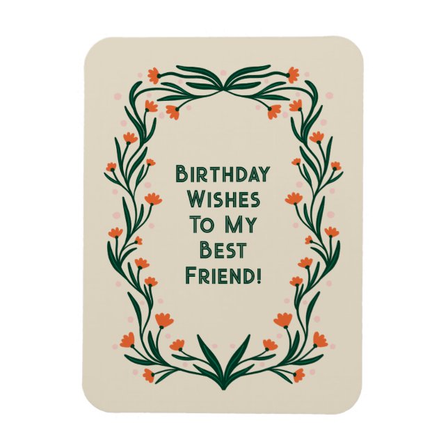 Magnet Flexible Anniversaire Souhaite cadre floral élégant (Vertical)