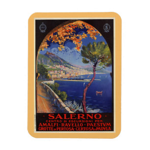 Magnet Flexible Annonce vintage de voyage d'été de Salerno Itali