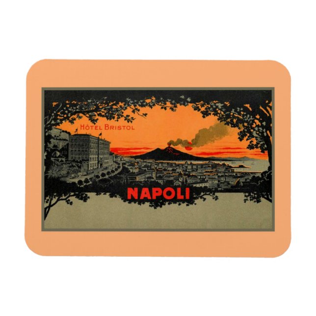 Magnet Flexible Antique couleur litho Hotel Bristol Naples Napoli (Horizontal)