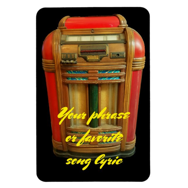 Magnet Flexible Antique Jukebox et votre phrase (Vertical)