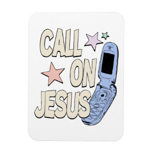 Magnet Flexible Appellez Jésus – Design Rétro Foi
