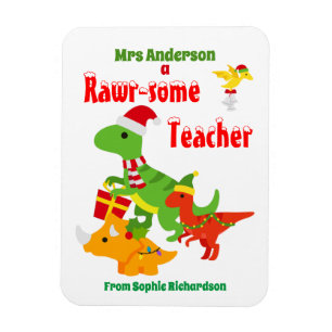 Magnet Flexible Appréciation de l'enseignant de Noël Enfants Dinos