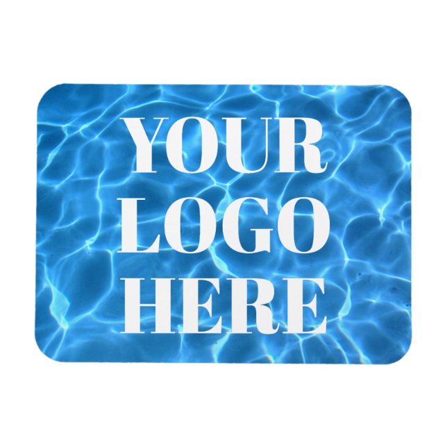 Magnet Flexible Aqua Blue Swimming Pool Photo for Your Logo (Horizontal)