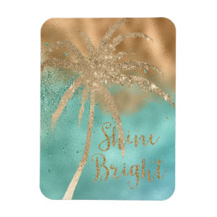 Magnet Flexible Aqua Gold Palm Tree Parties scintillant brillante