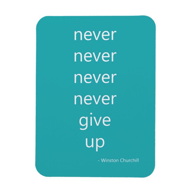 Magnet Flexible Aqua Green Blue Inspirational Citation Ne jamais r (Vertical)