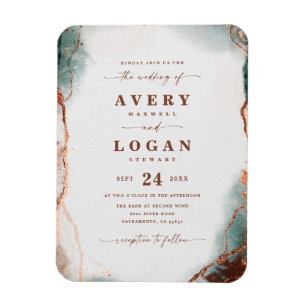 Magnet Flexible Aquarelle Abstraite Terra Cotta Faire-part de mari