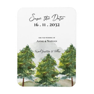 Magnet Flexible Aquarelle Arbres Paysage Mariage Enregistrer la da