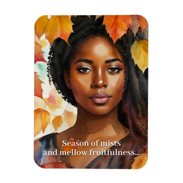 Magnet Flexible Aquarelle Automne Black Woman Art Keem Poem (Vertical)